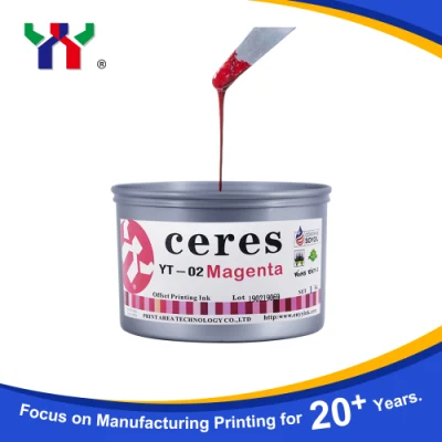 Ceres Yt-02 Inchiostro per stampa offset a foglio altamente lucido ecologico per carta/Prodotto di soia di buona qualità con pregevole fattura/Colore magenta naturale