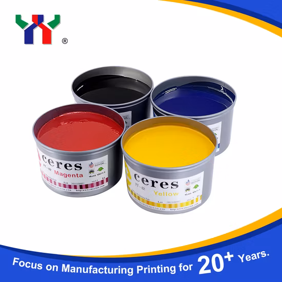 Inchiostro di soia ecologico altamente lucido di Ceres per macchine da stampa offset, colore giallo, 1 kg/lattina